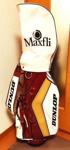 ビンテージ　DUNLOP Maxfli キャディバッグ 同配色アイアンカバー付 ビンテージ DUNLOP Maxfli キャディバッグ 同配色アイアンカバー付
