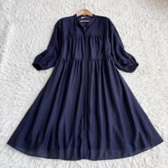 美品 レリアン ロングシャツワンピース バンドカラー シルク混 近年モデル 9 美品 レリアン ロングシャツワンピース バンドカラー シルク混 近年