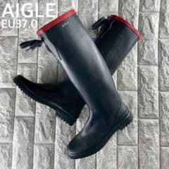 美品/37 AIGLE MISS MARION レインブーツ リボン 折りたたみ