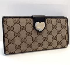 グッチ 長財布 GGキャンバス GG柄 ジャガード ハート ゴールド金具