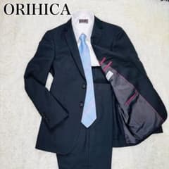 極美品 ORIHICA スーツ Y6 M相当 光沢 ストライプ 裾ダブル仕上げ
