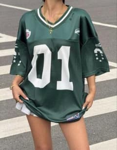 オーバーサイズ フットボールシャツ グリーン 01のサムネイル