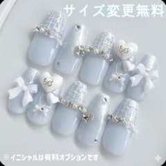 ネイルチップ ワンホン 推し活 ビジュー リボン バレエコア フレンチ