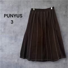 PUNYUS プニュズ ステッチプリーツロングスカート ブラックデニム サイズ3のサムネイル