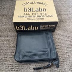 b3Labo ブラックレザー 二つ折り財布 姫路レザー 革材料 皮のサムネイル