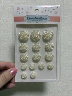 バラ デコレーションシール パールホワイト