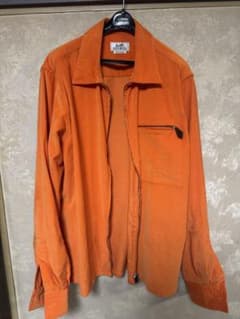 ヴィンテージ　HERMES コーデュロイ ジップシャツ オレンジ 40のサムネイル