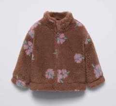 ZARA 花柄フェイクシープスキンジャケット　98のサムネイル