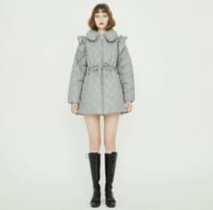 é zipper quilting long down coat gray - メルカリ