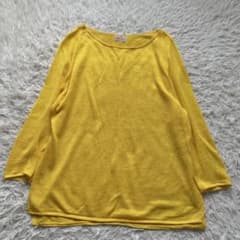 mao made マオメイド リネン100%プルオーバーニット　黄色　イエロー