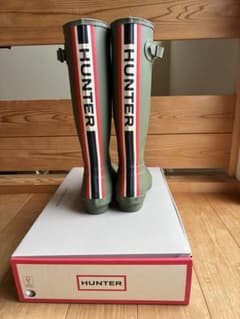 期間限定価格】HUNTER レインブーツ カーキ トリコロールカラー 24cm