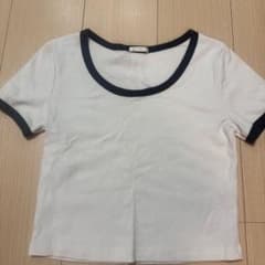 ホワイト×ブラック リンガーTシャツ リブ素材のサムネイル