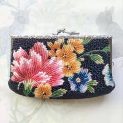 総ビーズ刺繍 花柄 がま口 コインケース 小銭入れ - メルカリ