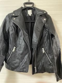 H&M フェイクレザー ライダースジャケット ブラックのサムネイル
