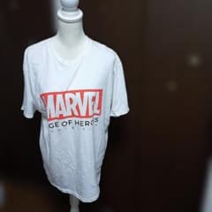 슈퍼 빠듯이 가격 인하, MARVEL 로고 프린트 T 셔츠 화이트