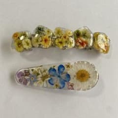セール品　1 バレッタ　ヘアクリップ　ドライフラワー　押し花　レジンのサムネイル