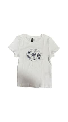 ホワイト プリント入り 半袖Tシャツのサムネイル