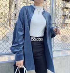 PAGEBOY シルキーベルベットシャツ ブルー ページボーイのサムネイル