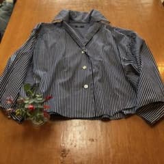 Mfil ドルマンスリーブ ストライプ バイカラー シャツ ブラウス 38