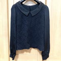 【mysty woman ミスティーウーマン】長袖　ブラウス 黒　レース　秋服のサムネイル