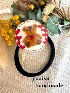 ♡♡ハートも可愛いテディベアヘアゴム♡のサムネイル