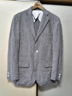 良品！J.PRESS 麻絹混紡 三つボタン段返りジャケット L 千鳥格子のサムネイル