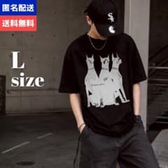 ドーベルマン Tシャツ オーバーサイズ ストリート Y2K 犬プリント 黒 Lのサムネイル