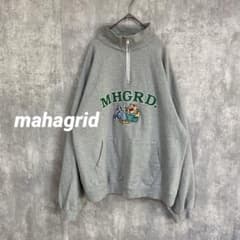 mahagrid マハグリッド ハーフジップ スウェット　トレーナー　刺繍ロゴ