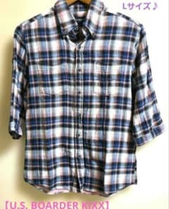 【U.S. BOARDER KIXX】チェック柄 ７分袖シャツ Lサイズのサムネイル