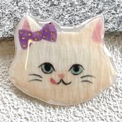 고양이 흰 고양이 브로치 매력 헤어 고무 핀 배지 엄브렐러 마커 오도리
