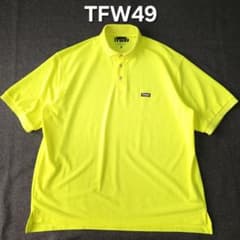 TFW49】ロゴ刺繍 ワイドシルエット 半袖ゴルフポロシャツ イエロー M