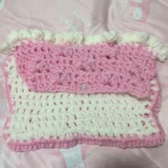 ハンドメイド 毛糸 ポーチ ピンクのサムネイル