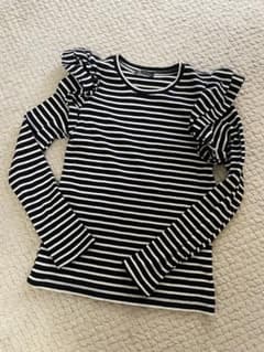ZARA フリル付きストライプ長袖Tシャツ Mのサムネイル