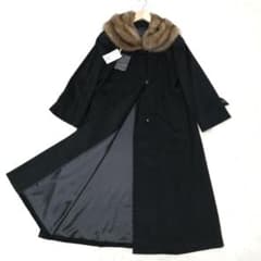 ロシアンセーブル付カシミヤ100%ロングコートマキシ丈 タグ有✨ セーブル 毛皮 カシミヤ100 ロングコート マキシ 大きい