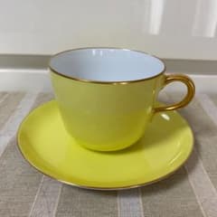 大倉陶園　色蒔き　モーニングカップ＆ソーサー イエロー　NO14のサムネイル