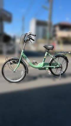 引き取り希望　20インチ　美品　ミントグリーン シティサイクル 　前カゴ付きのサムネイル