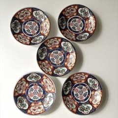 有田焼 峰山窯 古伊万里文様 銘々皿 5客セット 赤絵金彩 染錦 小皿