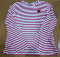 PLAY COMME des GARÇONS ピンクボーダー 長袖Tシャツ - メルカリ