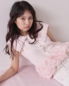 muguet rose sailor peplum blouse (PINK) - メルカリ