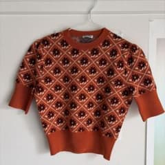 MIU MIU オレンジ花柄半袖ニット 36 MIU MIU オレンジ花柄半袖ニット 36 - メルカリ