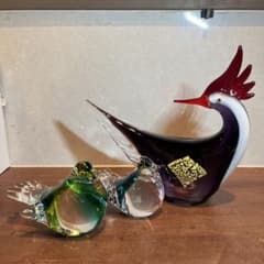 Multi Glass マルティグラス 鳥 鳳凰 ガラス 置物 3点セット - メルカリ