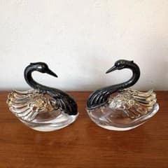 銀製 シルバー 白鳥 ガラス SILVER 置物 小物入れ - メルカリ