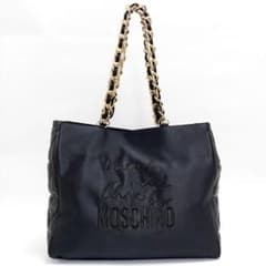 美品MOSCHINOモスキーノ トートバッグ チェーンバッグ 肩掛け可能 A4可
