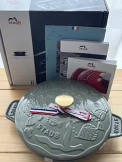 新品】staub ミナペルホネン ホットプレート ラウンド 20cm ユーカリ