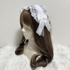 ヘッドドレス 白 紫 薔薇 バラモチーフ リボンのサムネイル