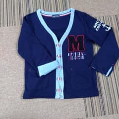 ネイビー ボタン付きカーディガン M刺繍のサムネイル