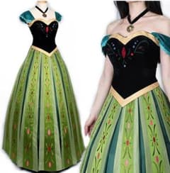 アナと雪の女王風 コスプレ 衣装 ドレス ディズニー 大人用 ネックレス付のサムネイル