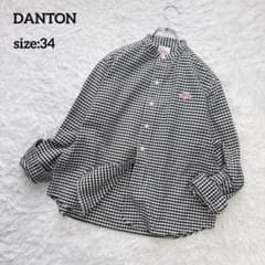 DANTON ダントン バンドカラーシャツ ギンガムチェック 黒白34 - メルカリ