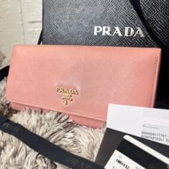 PRADA サフィアーノ メタルロゴ ベビーピンク 長財布 レディース