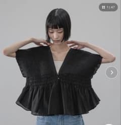 LOWRYS FARM ヨウリュウシャーリングショートフレンチスリーブ ブラックのサムネイル